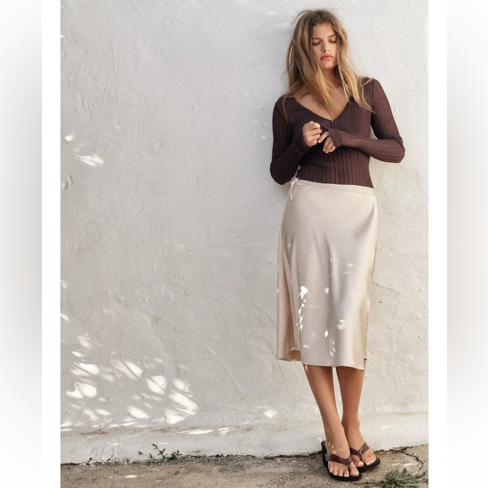 ZARA SATIN EFFECT PAREO SKIRT